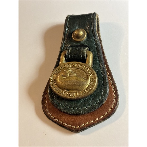 Dooney & Bourke Accessories - Vintage Dooney & Bourke All Weather Leather 2 Toned Key Chain Green Brown Duck